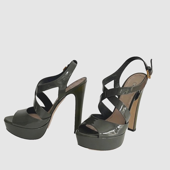 NIB AUTHENTIC MIU MIU  SLING BACK PLATFORM PATENT LEATHER PUMPS - Picture 4 of 6